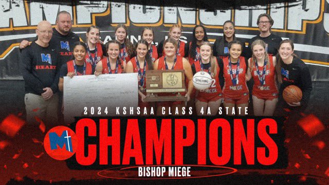 🏀🎉Miege girls have completed an incredible season, securing the 4A State Championship Congrats to the players, coaches, and the entire Miege community. Their relentless hard work has paid off, and this victory is a testament to their unwavering commitment. Well done, champs! 🏆