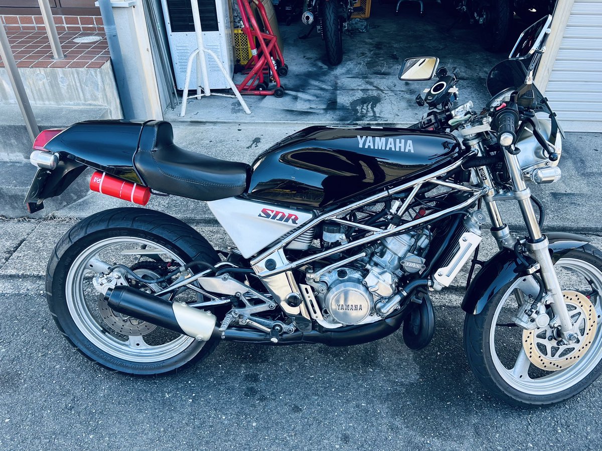 2t_project's tweet image. 本日、浜松市内のオーナー様よりSDR200が入庫しました。
ご依頼内容はオイルポンプからの漏れとリアサス？からの異音です。
オイルポンプは純正部品がまだ出そうなのでなんとかなりそうです😭
何よりもものすごく綺麗な車体に思わず見惚れてしまいました✨
#sdr200  #2tv #浜松のバイク屋
#yamaha
