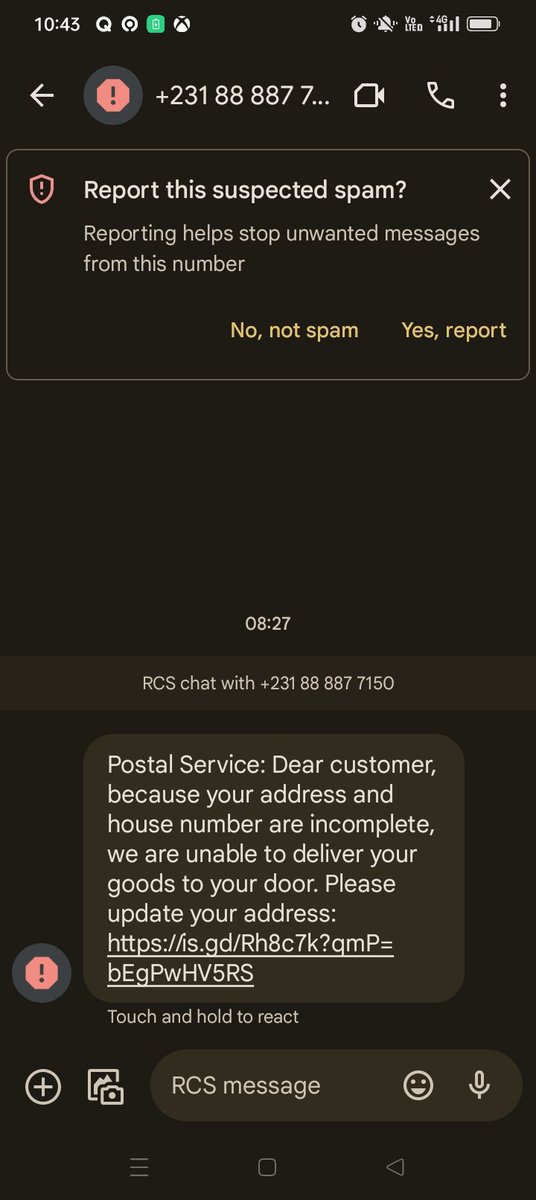 MrMikeFields's tweet photo. I'm assuming @SingPost does not have their @SingPostCusCare office in #Liberia 
#scam website looks legit, please be careful when clicking on sms weblinks. 
#phishing #datathief #smsscam https://t.co/7rYuxcVQGe
