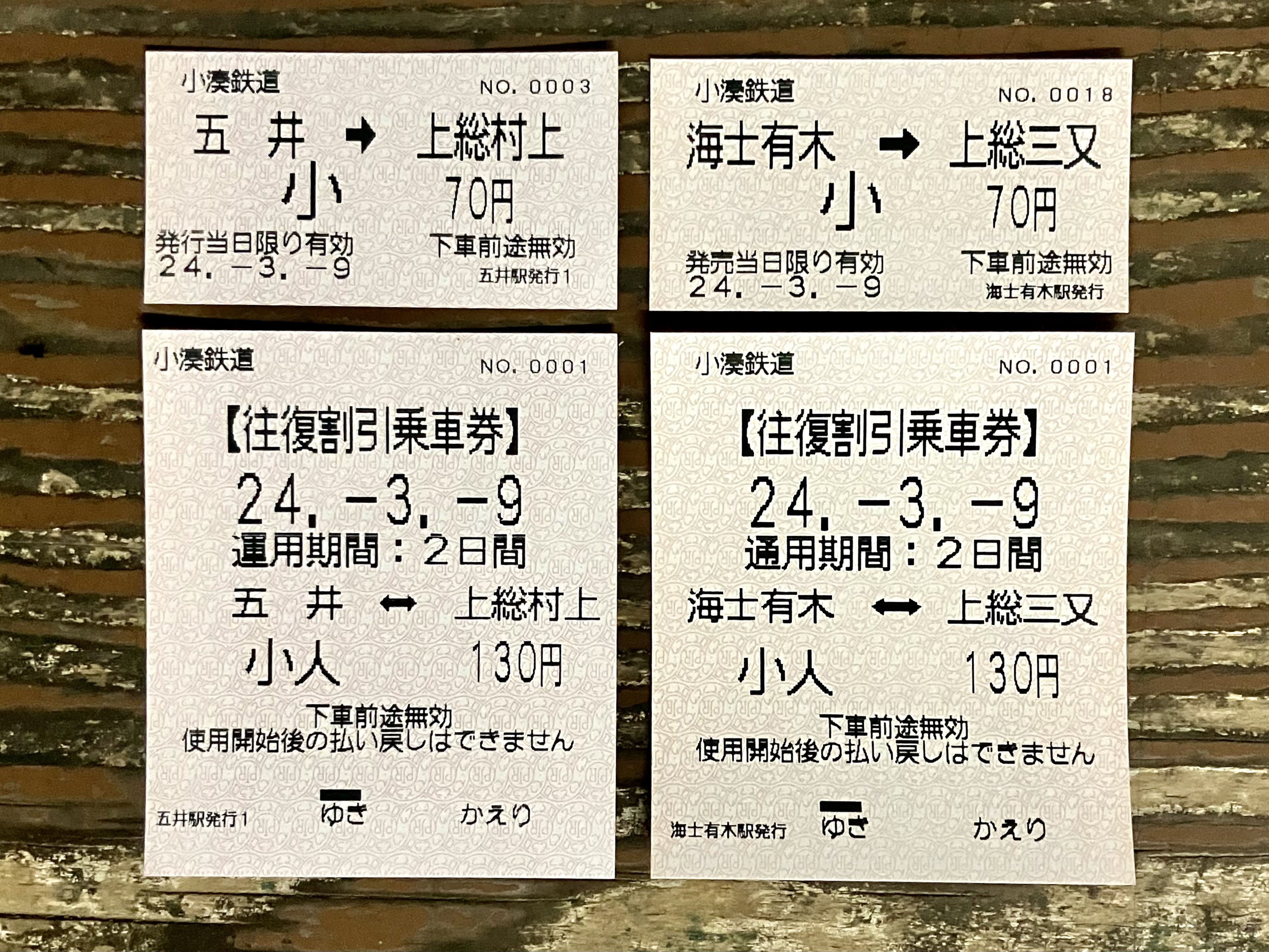 鉄道　割引券　家 懐かしのC型硬券を犬吠～外川間の「一駅散歩往復切符」（往復