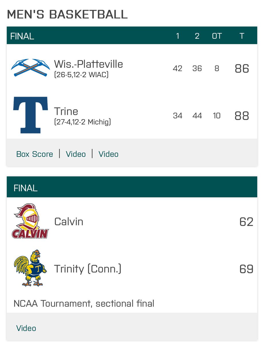 After an overtime thriller, the @TrineAthletics men’s basketball team advances to the Final Four of the NCAA Tournament! 🏀

#D3MIAA #MIAAmbkb #GreatSince1888