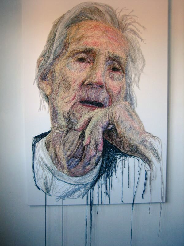 'The Dementia Darnings', portrait series started in 2011 by artist Jenni Dutton, daughter/ carer for her mother #womensart #MothersDay