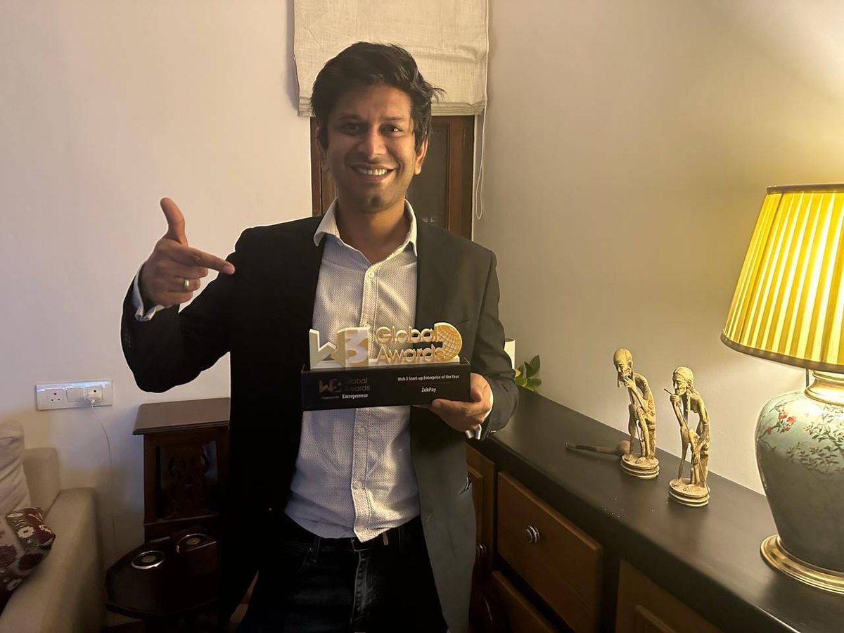 zebpay's tweet image. 🚀 Last night, ZebPay won the Web3 Start-up Enterprise of the Year award at the Web3 Global Awards by Entrepreneur India. 

#ZebPayWins #Web3Success  #EntrepreneurIndiaHonors #CryptocurrencyChampion #InnovationAchievement