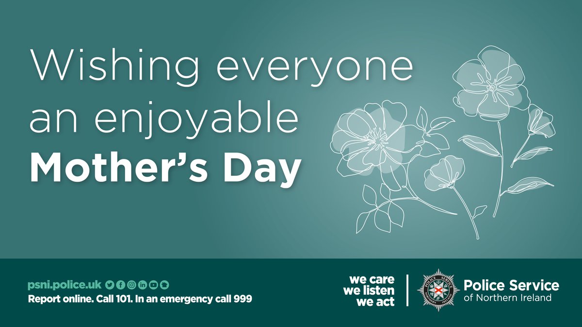 We wish everyone a safe and enjoyable Mother’s Day and send thanks to our officers and staff who will spend today working to keep our communities safe.