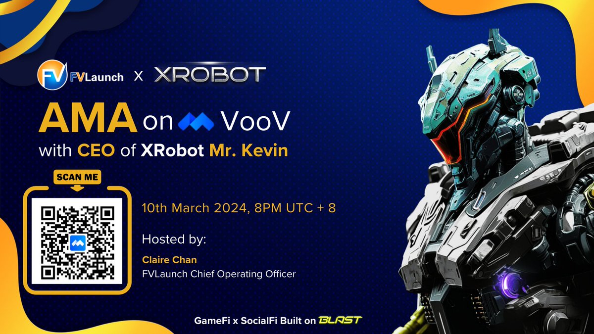 fv_launch's tweet image. 🎙 Exciting AMA Alert! Join us for an exclusive AMA session on VooV with CEO of @Xrobot_online, Mr. Kevin, on 10th March 2024, 8PM UTC+8. Hosted by Claire Chan, COO of FVLaunch.

Scan the QR Code or join here » meeting.tencent.com/dm/dHFfpa925ShC

#TencentMeeting: 134-797-201

#AMA #Xrobot