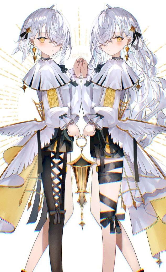 双子の白髪ちゃん💛🤍🖤