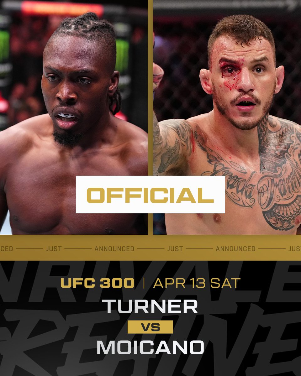 Another BANGER added to this #UFC300 fight card 🚨 @JalinTurner takes on @MoicanoUFC in a 3 round lightweight bout!