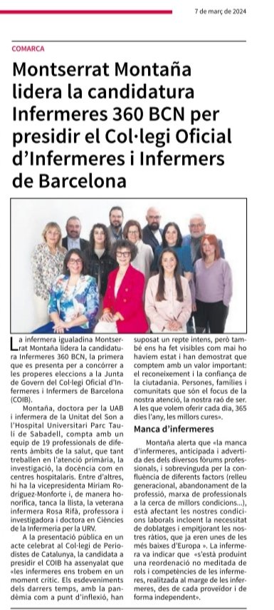inf360bcn's tweet photo. A l'@LENLLAC , l'equip d' Infermeres 360 BCN. El dia 29 vam anunciar la nostra intenció de ser candidatura a les properes eleccions al Col·legi Oficial d'Infermeres i Infermers de Barcelona. Amb força!💪🏿 https://t.co/xfE7Rg3OQS