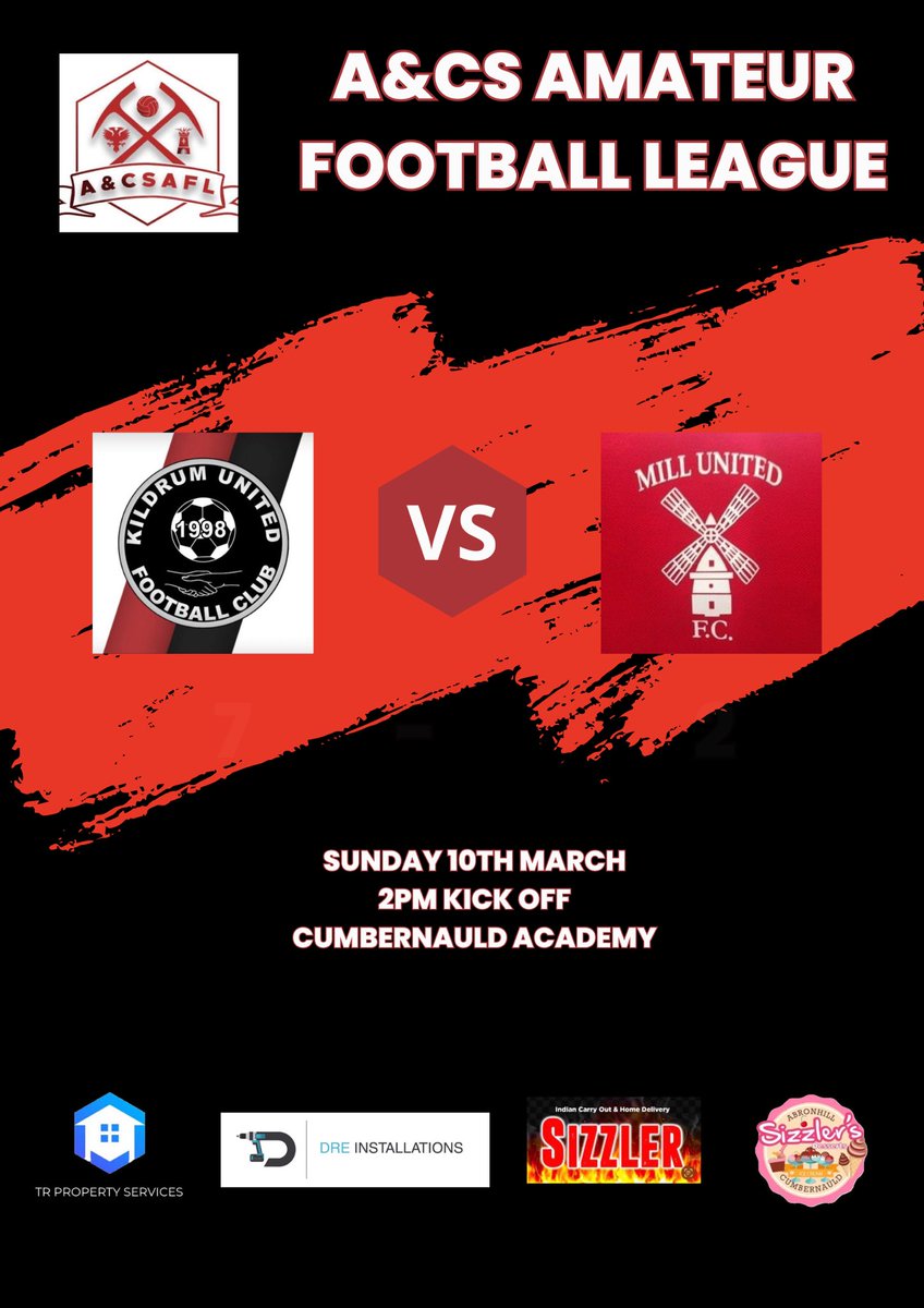 kildrum_united's tweet photo. Todays game vs Mill United 🔴⚫️

2pm kick off at Cumbernauld Academy https://t.co/Tb86pzYgnE