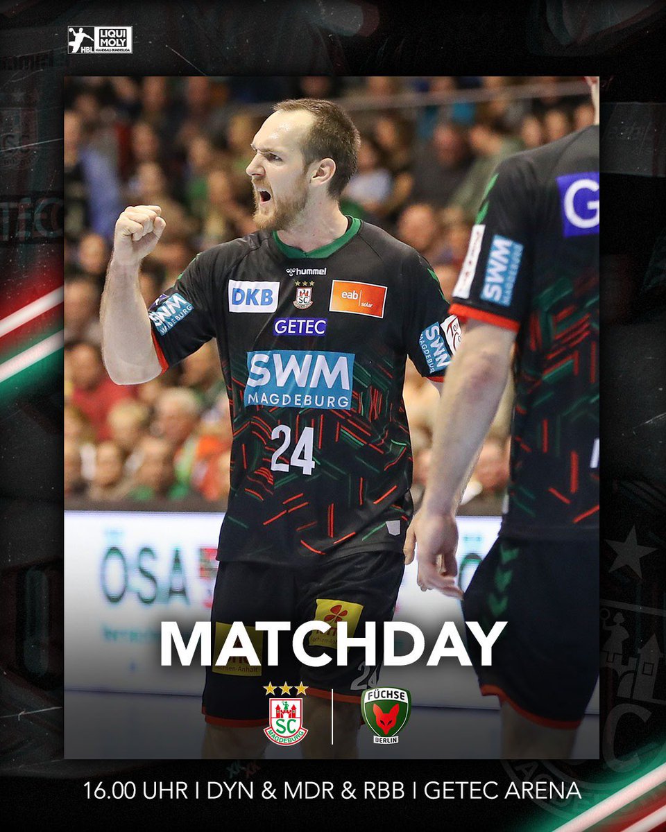 SCMagdeburg's tweet image. 🔥HEIMSPIELTAG🔥

🏆 LIQUI MOLY HBL
🆚 Füchse Berlin
⏰ 16.00 Uhr
📺 Dyn, MDR &amp;amp; RBB
🗞️ SCM-Handball.de
📖 tinyurl.com/24pdqa8z
📼 tinyurl.com/22j3rxc9

Das Team braucht euch!!!💯