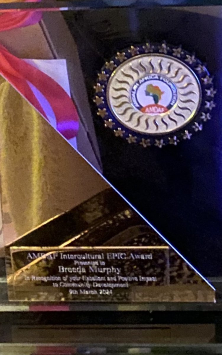 breeda_murphy's tweet photo. I received this #Award yesterday - citation reads
“AMDAF intercultural Epic Award
Presented to
Breeda Murphy
In Recognition of your Excellent and Positive Impact to Community Development
9th March 2024”
Thank you @the_islammiyah & #AMDAF for this beautiful Award. https://t.co/2oQnjssUl2