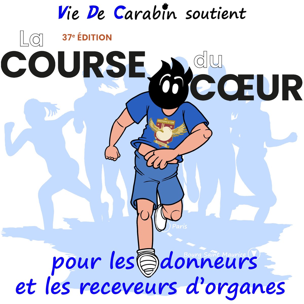 VieDeCarabin's tweet photo. Je soutiens "les greffons d'or" du CHU de Rouen pour La Course du Cœur.
C'est une course en relais, de Paris jusqu’aux Arcs, qui se fait sur 4 jours 4 nuits pour promouvoir le don d'organe.
Soit 80 à 100 km par participant en 4 jours (dont une nuit blanche).

LE DON D’ORGANE en quelques chiffres :

• 24 000 personnes sont aujourd'hui inscrites sur liste d'attente, et parmi elles de nombreux enfants
• 6 000 personnes sont greffées dans l'année
• 500 personnes en liste d'attente décèdent encore chaque année faute de greffe à temps

Parlez-en autour de vous !