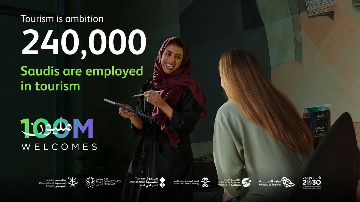 SaudiTVEN's tweet photo. The tourism industry in Saudi Arabia persists in generating job opportunities for Saudi nationals.
#AmbitionandProsperity https://t.co/ZFkg3hZiBE