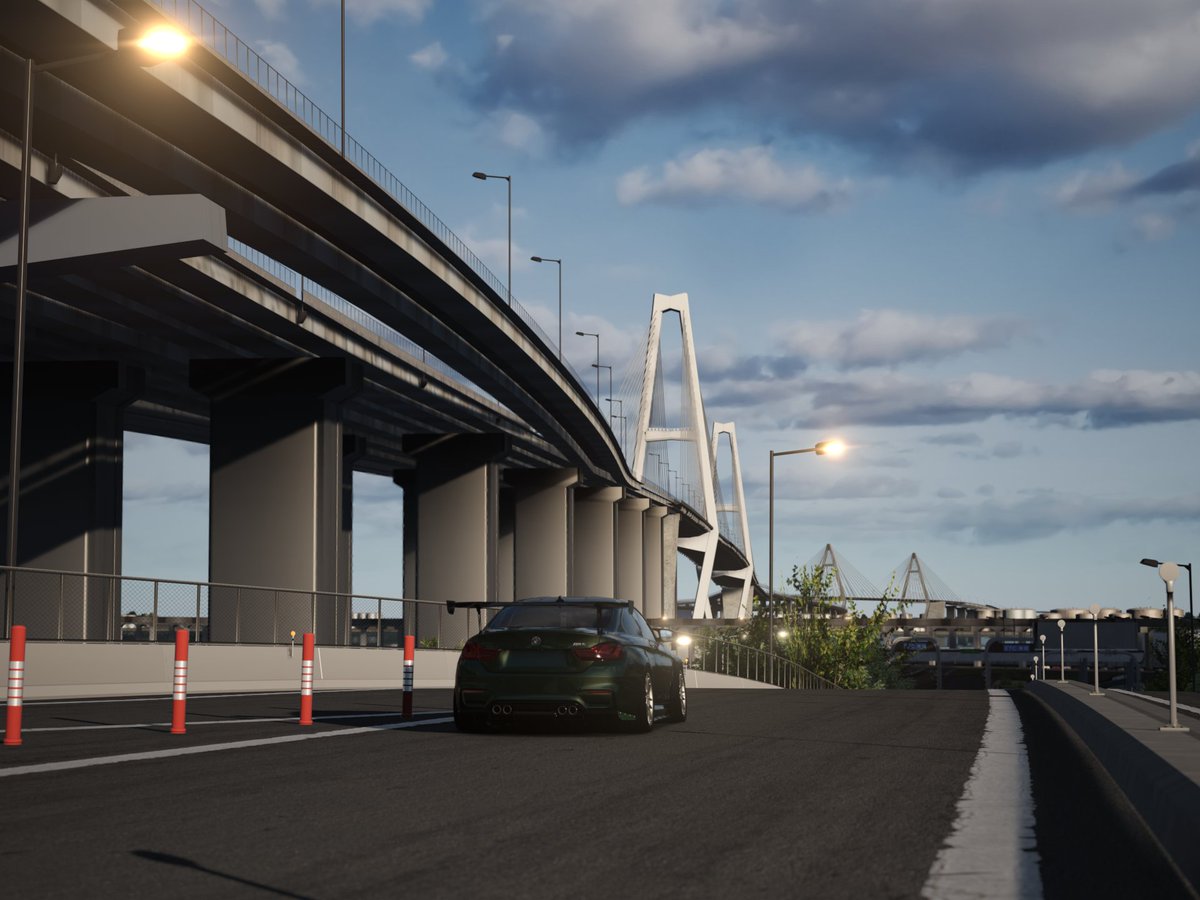 Zachnm's tweet photo. More pics of my Assetto Corsa project Nagoya 
At the spawn in port Messe, and a section of the newly-built C2

#AssettoCorsa #nagoyaAC #acmodding https://t.co/Dz1MpP3WJu