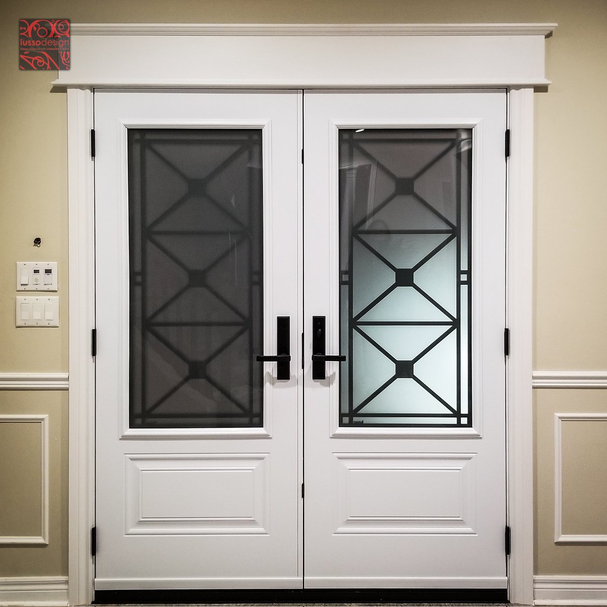 A double door with a classic 3Xs metal design #steeldoor