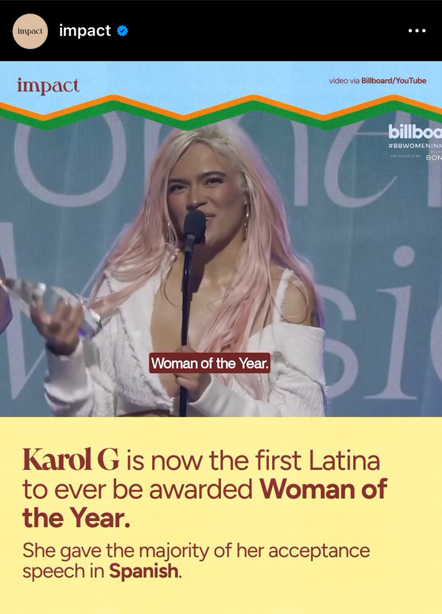 sgnewsxox0's tweet photo. this is actually so weird. Karol g claims that she’s the first Latina to win woman of the year when Selena Gomez was the first back in 2017 https://t.co/pRxyWtneaN