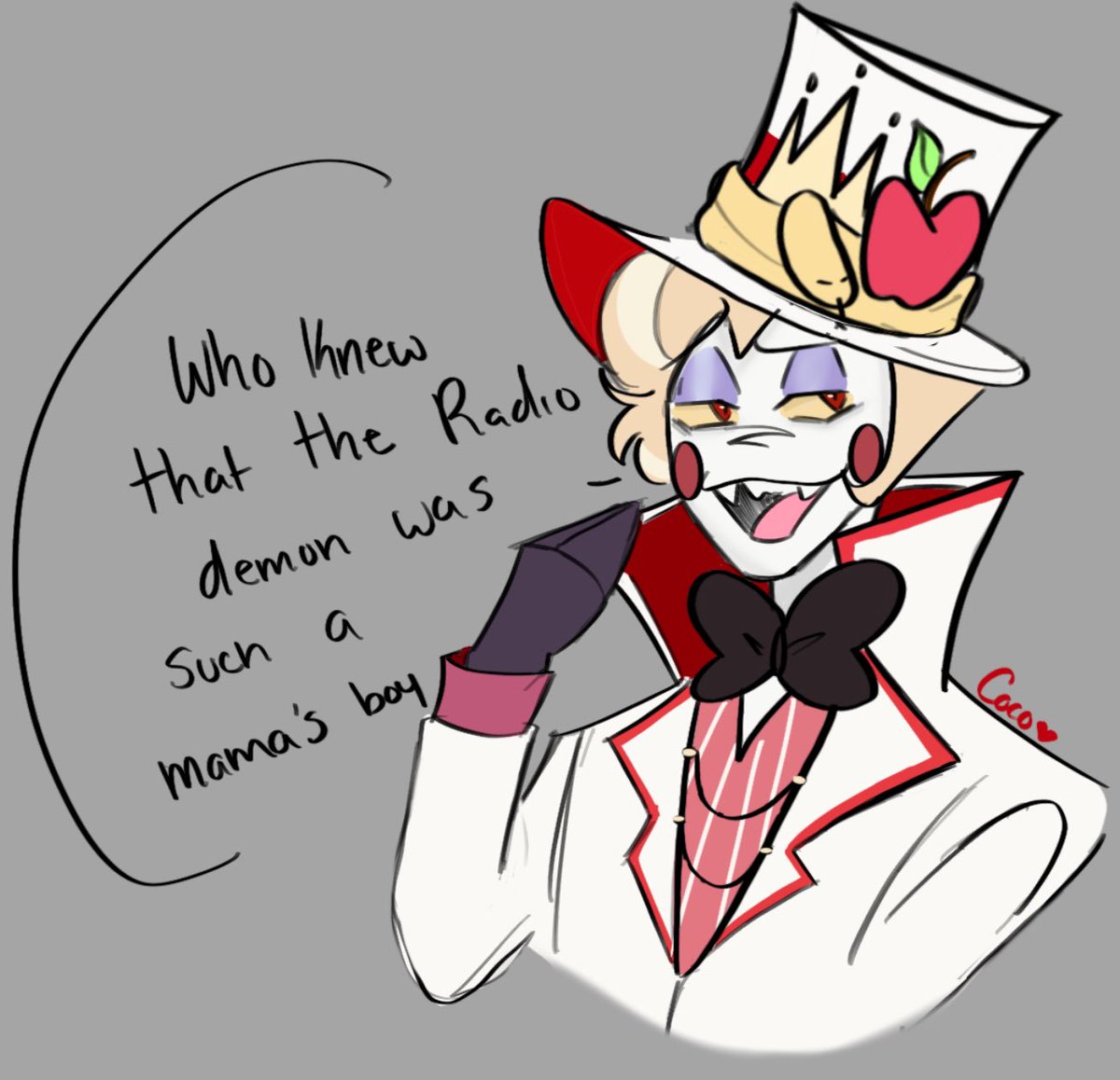 Cocobun_s's tweet photo. Radio apple in a nutshell #HazbinHotel #HazbinHotelFanart #RADIOAPPLE https://t.co/IJc0BjPAeh