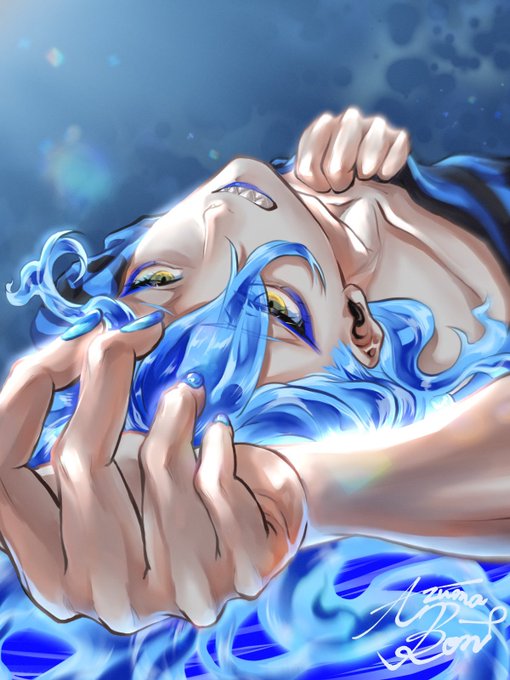 「blue eyeshadow blue hair」 illustration images(Latest)