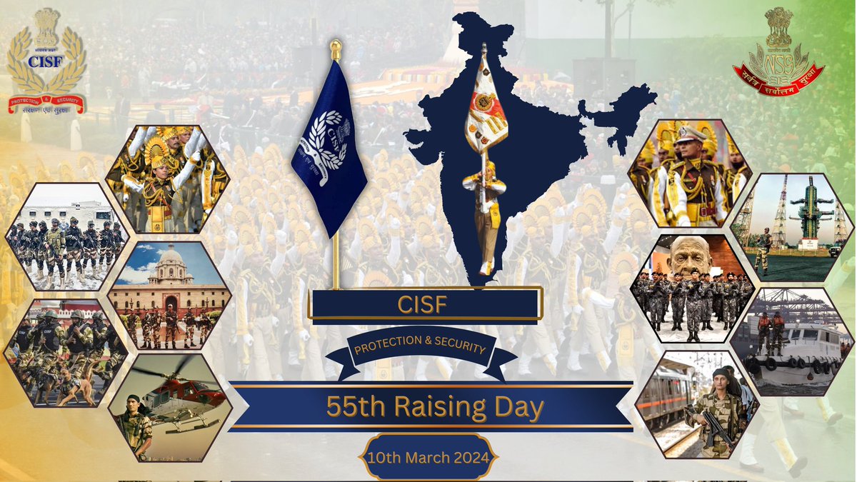 Sh Daljit Singh Chawdhary, IPS, Director General, and all ranks of NSG convey best wishes to all ranks of CISF and their families on the occasion of their 55th Raising day.