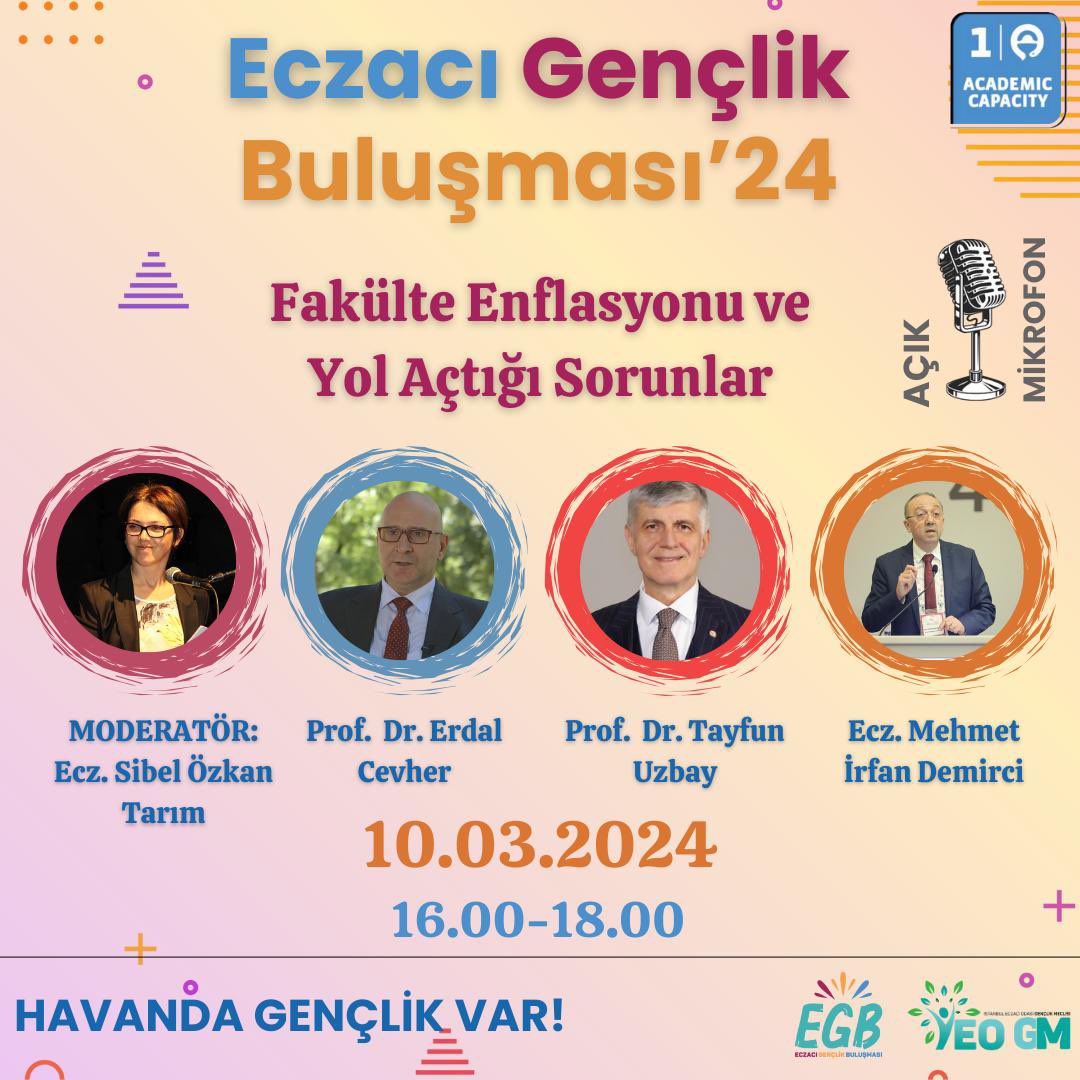 İstanbul Eczacı Odasının etkinliğinde, genç meslektaş adaylarımızla sayıları 60’ı geçen Eczacılık Fakültelerinin  yarattığı olumsuz sonuçları konuşacağız.