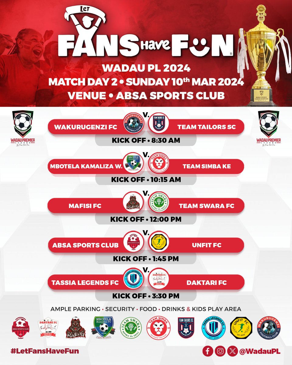 It's Match Day 2.... See you all at ABSA.

#FamiliaFlani 
#MpiraYaAkili 
#byfansforfans 
#wadaupl