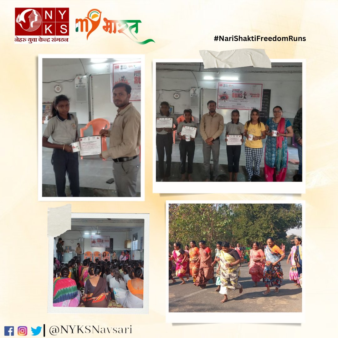 Empowering women through health and wellness. NARI SHAKTI FREEDOM RUN organized by Nehru Yuva Kendra Navsari at village Chhiman.
#NariShaktiFitnessRuns
#WomenFitTohIndiaHit
#MYBharat