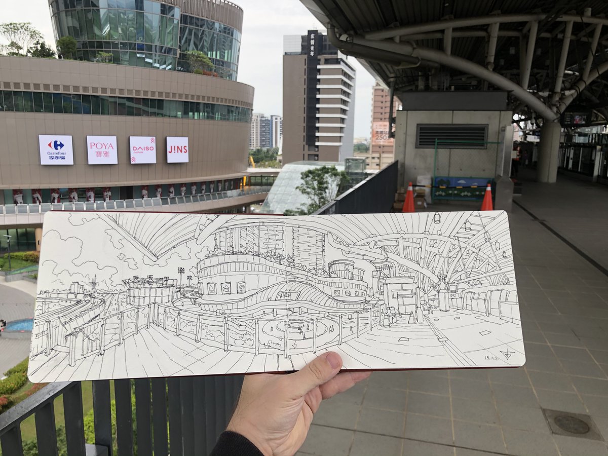 genebondart's tweet photo. Elevated metro, Qingpu, Taoyuan, Taiwan  #usk #eugenebond #urbansketchers #sketch_daily #sketchoftheday #sketchbook #etchr #moleskine #citysketch #sketching #sailorfountainpen #evgenybondarenko #watercolorsketch #archisketch #architecture #pleinairpainting #pleinairsketching https://t.co/l39e2As6CJ