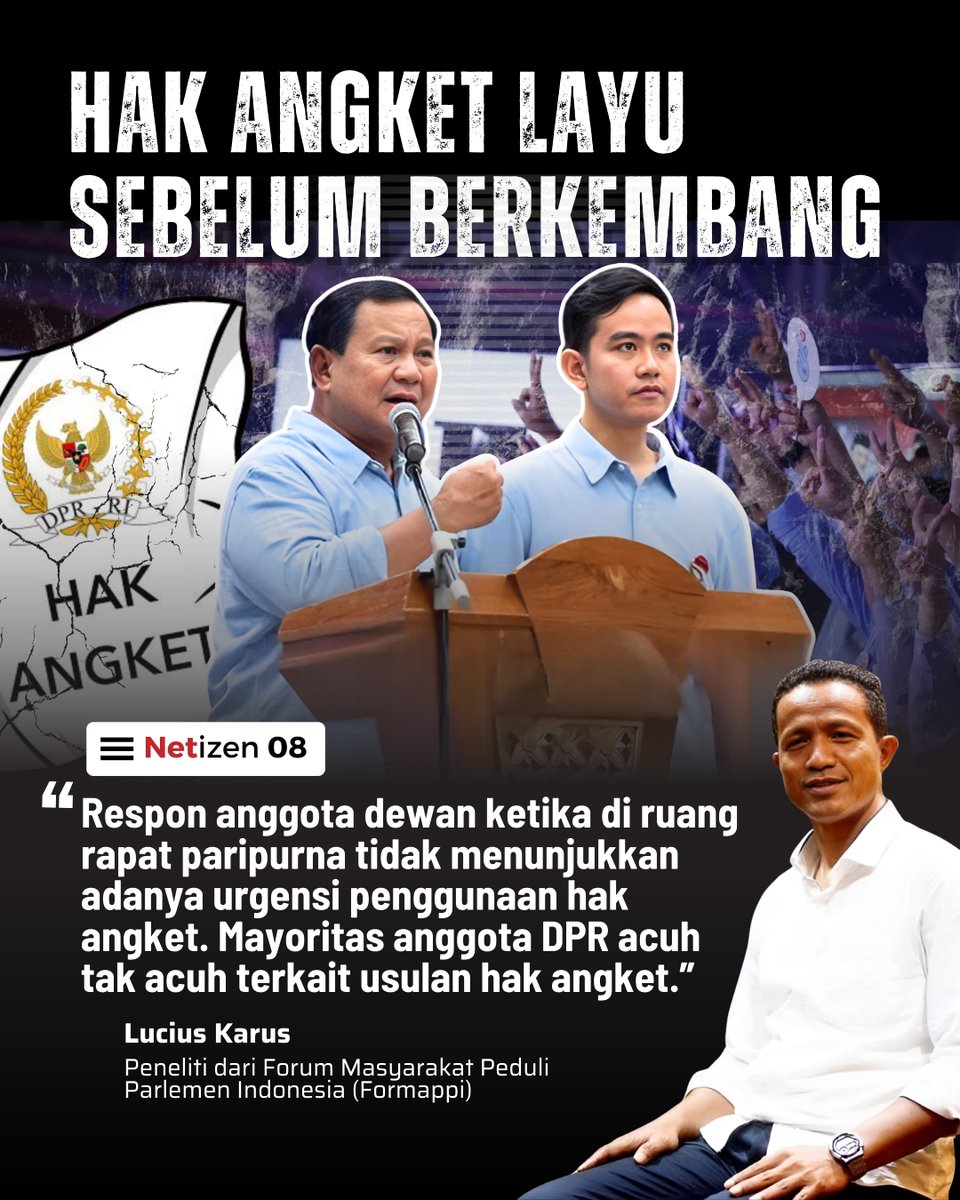 layu sebelum berkembang, begitulah nasib Hak Angket yg ramai belakangan ini. Tolak Hak Angket