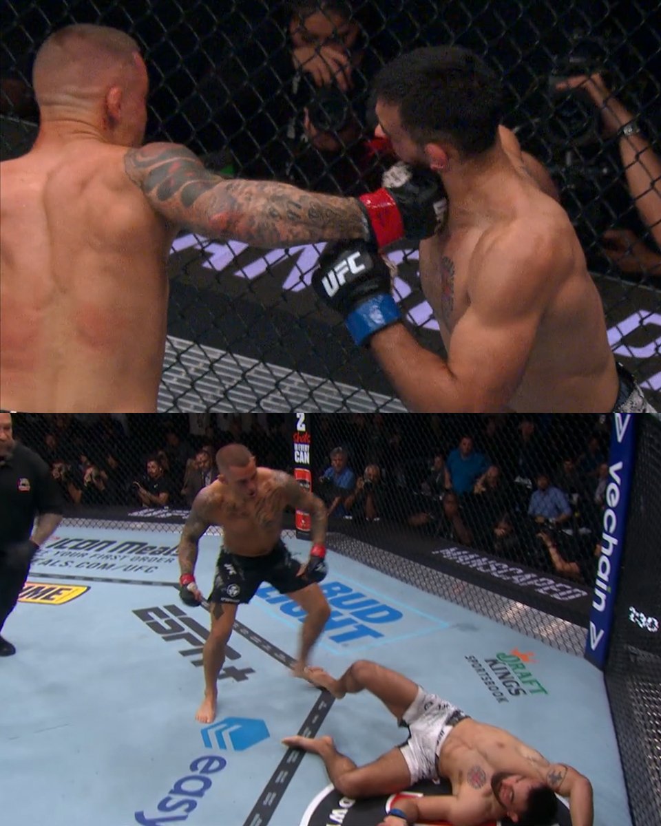 MMAFighting's tweet photo. DUSTIN POIRIER KOs BSD 😱 #UFC299 https://t.co/O0Fet9D6iH