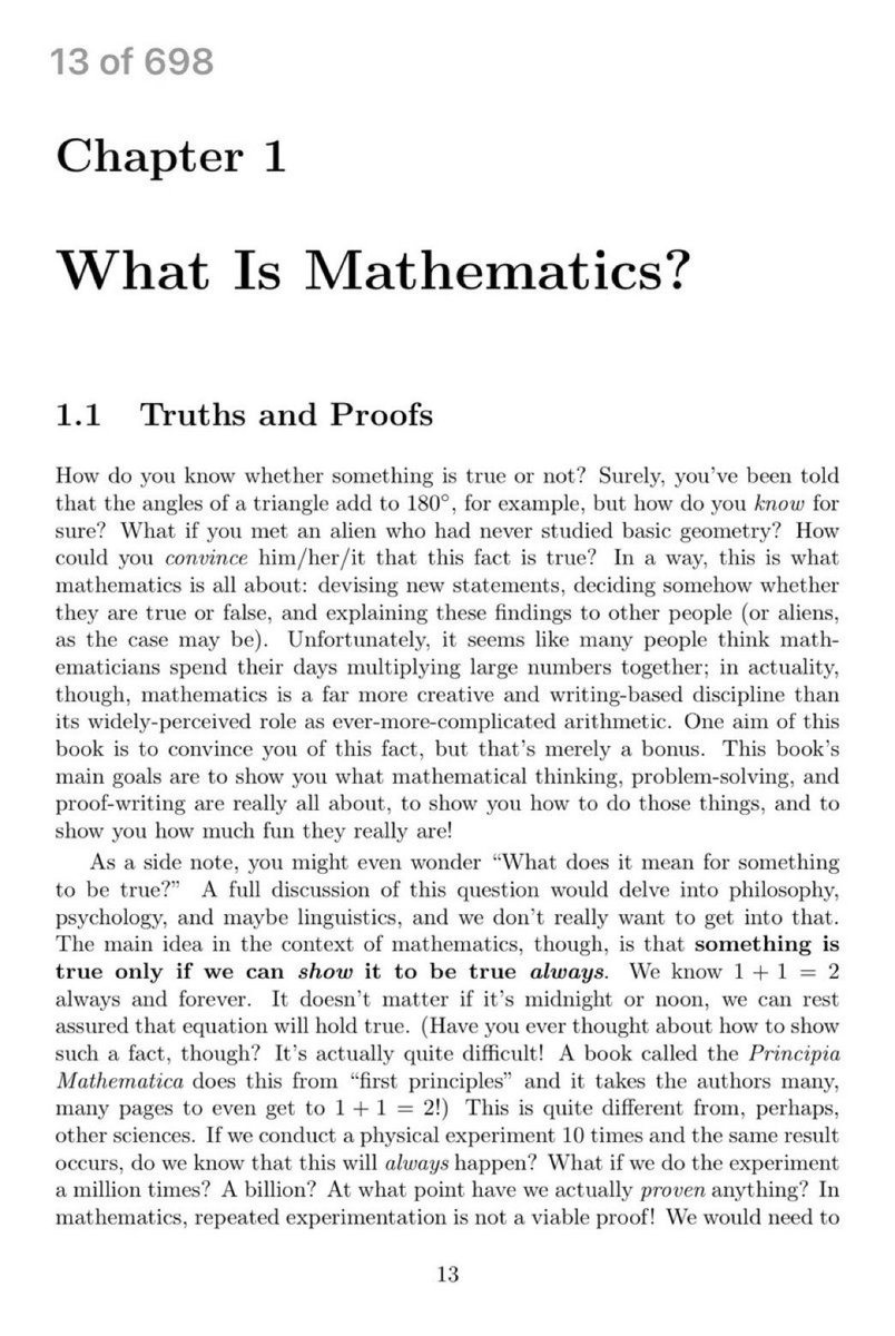 ArpitVision's tweet image. [Download 698-page PDF eBook]
Everything You Always Wanted To Know About #Mathematics*

(*But didn’t even know to ask)

A Guided Journey Into the World of Abstract Mathematics, Theorems, and the Writing of Proofs: math.cmu.edu/~jmackey/151_1…
