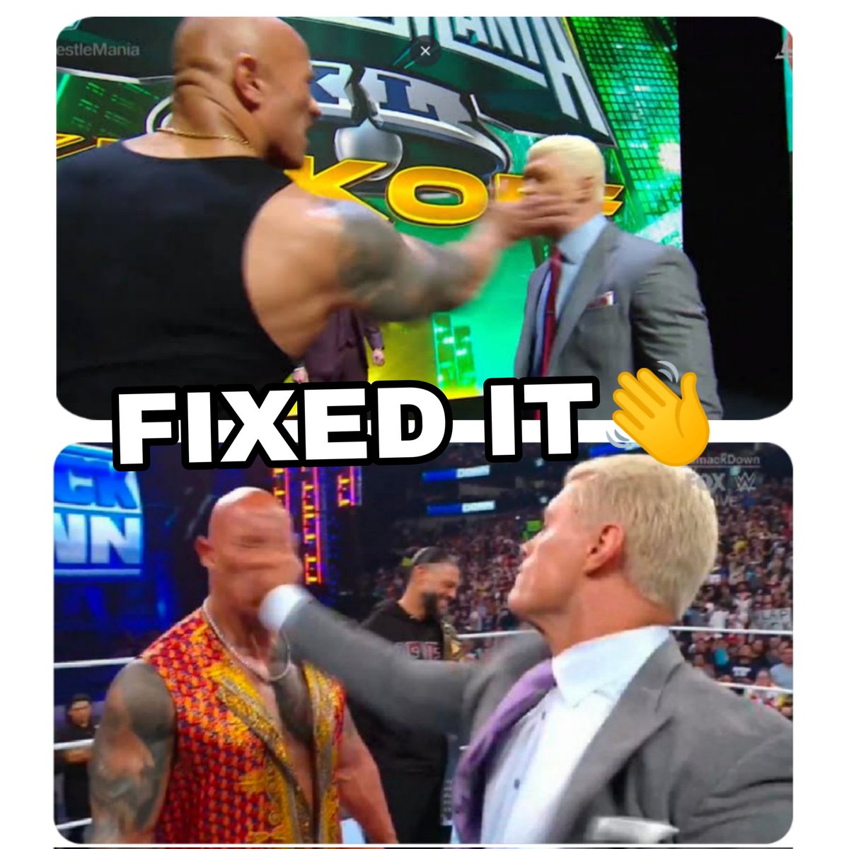@CodyRhodes 
It's Reality And True 
FIXED IT👋 @TheRock