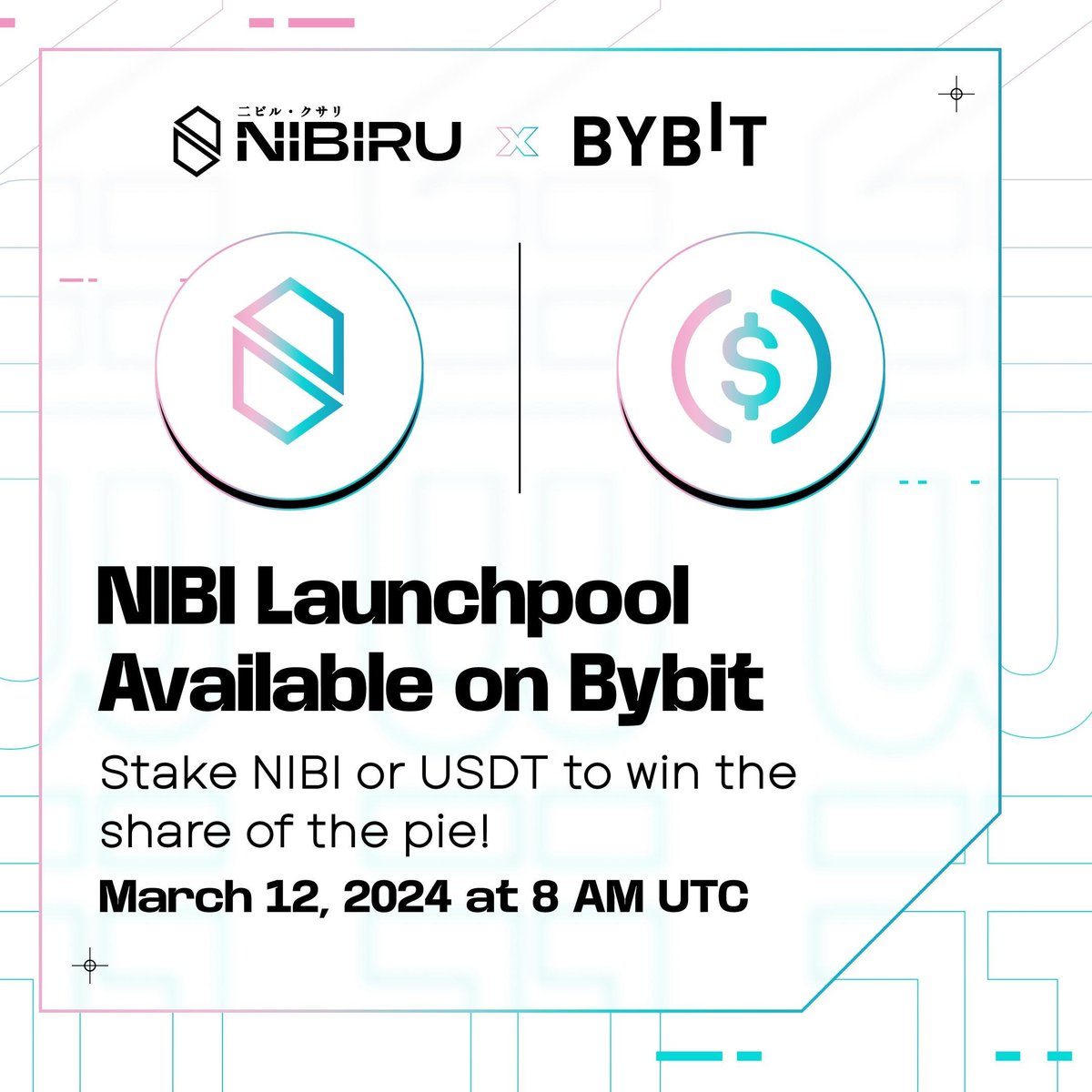 Are you ready for the <a href="/Bybit_Official/">Bybit</a> launchpool? On March 12 at 8 AM UTC, you can stake NIBI or USDT and earn a share of the NIBI 🥧