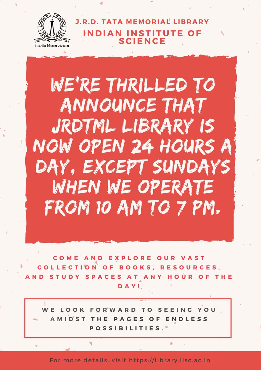 jrdtml_iisc's tweet photo. Our JRDTML is Now Open for 24 Hours https://t.co/tuVzOzqxDY