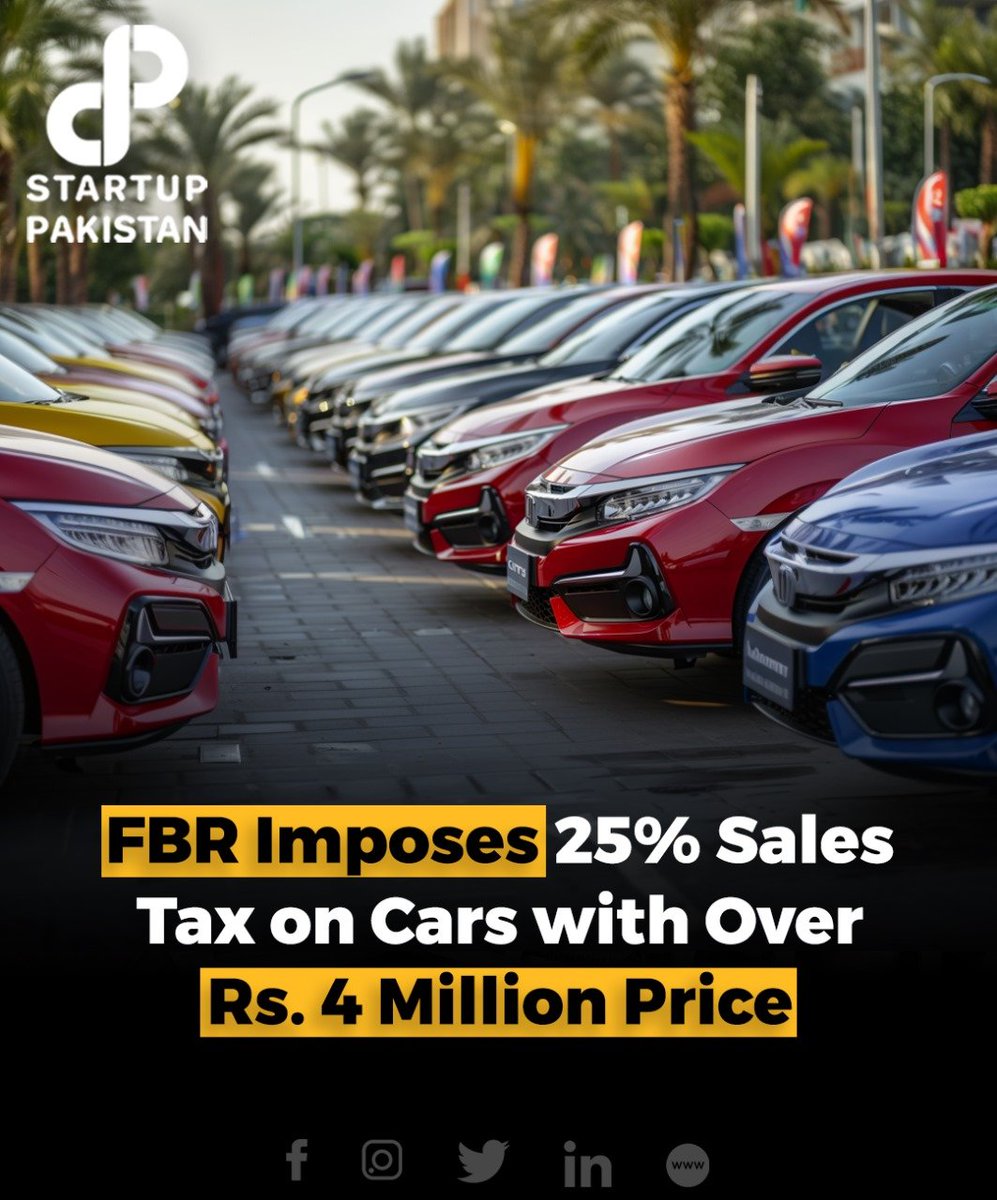 The Federal Board of Revenue (FBR) has introduced a 25% sales tax on domestically manufactured cars exceeding Rs4 million, impacting the struggling auto industry. 

#PakistanAutoIndustry #SalesTax #LuxuryVehicles