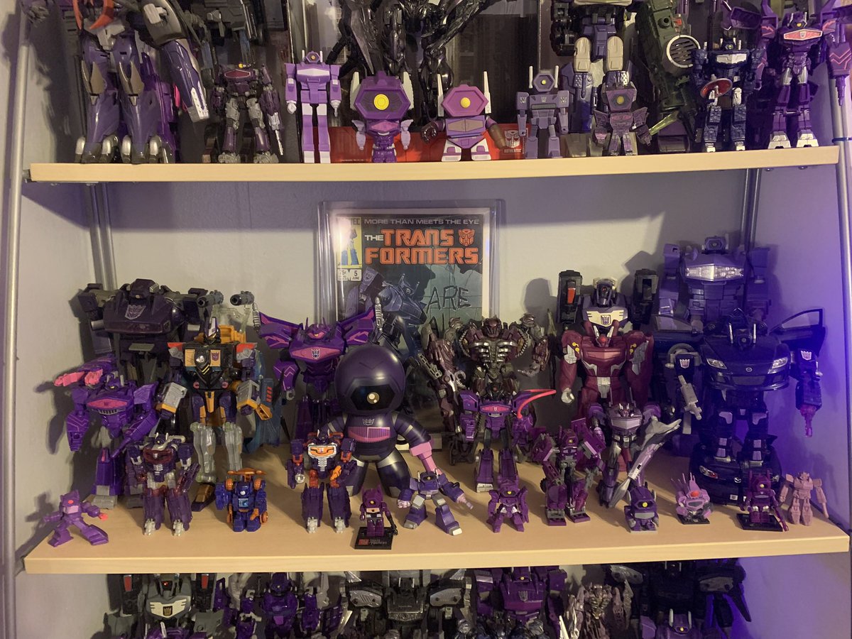 DrGimic's tweet photo. Okay Transformers fans.  I have amassed a large collection of Shockwave toys.  It’s not all of them, but it’s the lion’s share of them for sure.  It’s definitely the biggest one I’ve seen, but if there’s a bigger one out there I’d love to see it!

#Transformers #Shockwave https://t.co/JcJfcfYG05
