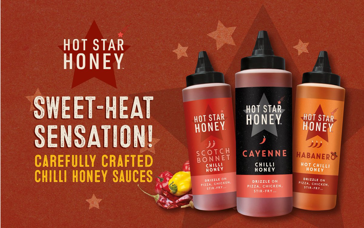 HotStarHoney's tweet photo. SWEET-HEAT TAKES BRITAIN BY STORM … nearly 50% of us Now Embrace The Sweet Chilli Trend as Popularity Surges for Hot Honey. Explore Hot, Hotter and Hottest Varieties: #sweetheat #sweetchilli #hothoney #flavourtrend https://t.co/EUa73anWeN