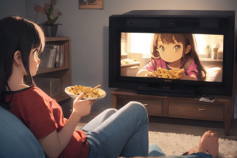 ydd9835's tweet photo. Lastly, chilling night! 
Prompt: chilling night, watching tv with snacks 
After this night, new day starts again... 🛌🛌
#Heurist @heurist_ai https://t.co/lWutN09MFl