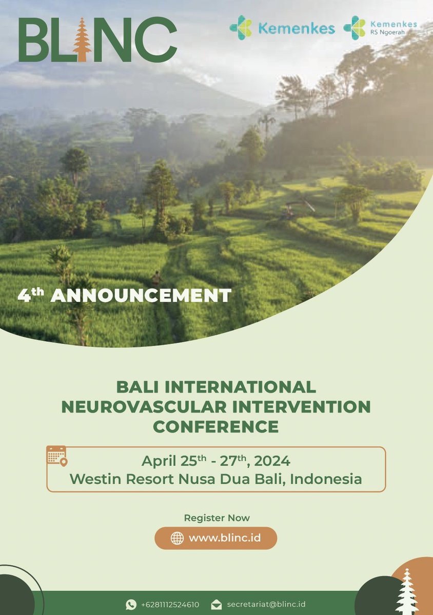I am joining BLINC (Bali International Neurovascular Intervention Conference, blinc.id) in Bali on April 25-27, 2024. I am looking forward to seeing Indonesian friends soon in Bali. I will give 5 lectures on functional anatomy of the cerebral and spinal vessels.