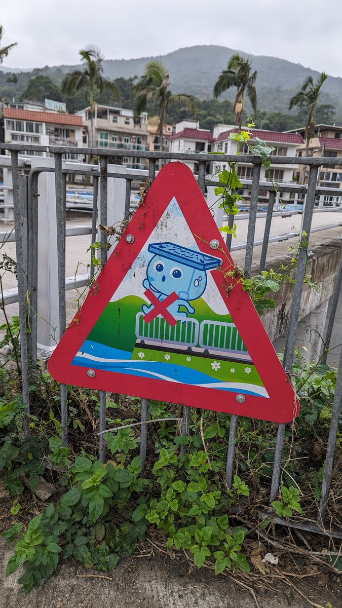 Does this sign mean: 'don't flash your balls while climbing on railings and balancing a drain cover on your head'? Or am I just reading it wrong?