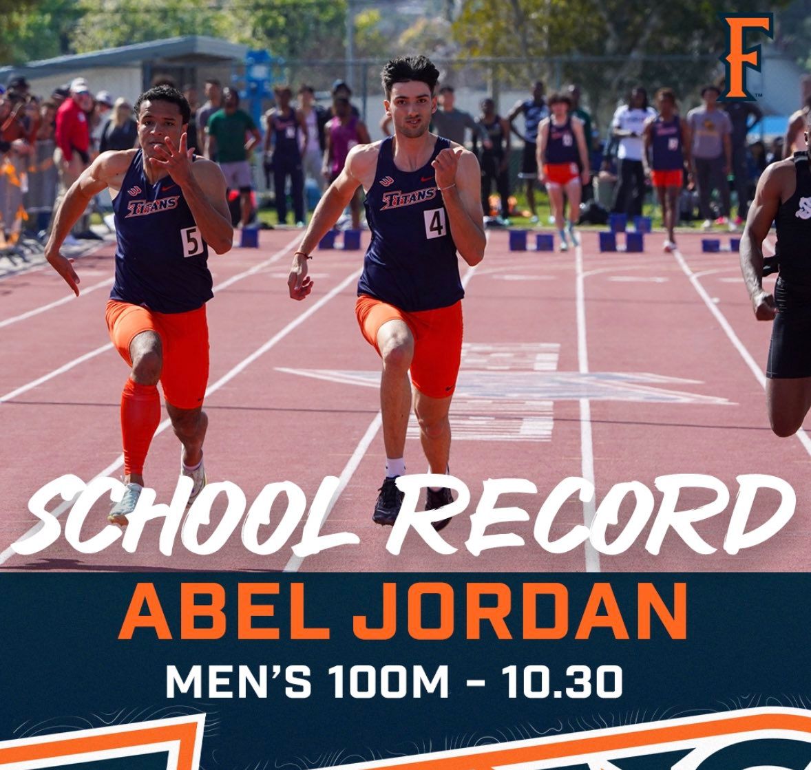 📢¡¡ OJO al velocista Abel Jordán !! que ya avisa 

10.30 (+0,6) en su primer 100 m al aire libre
En Fullerton, CA 🇺🇸

15º All time absoluto y 7º sub 23 español de siempre

Tras una gran temporada ST, el plusmarquista de 60 m sub23