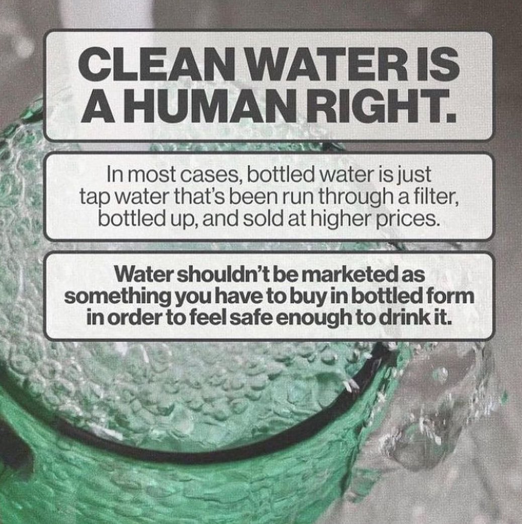 Clean drinking water is a human right and corporations like Nestlé, Coca Cola & Pepsi Co should not be allowed to steal public water, package it in plastic, and then sell it back at a substantial profit, all while contributing to a worsening #PlasticPollution issue. #PlasticFree