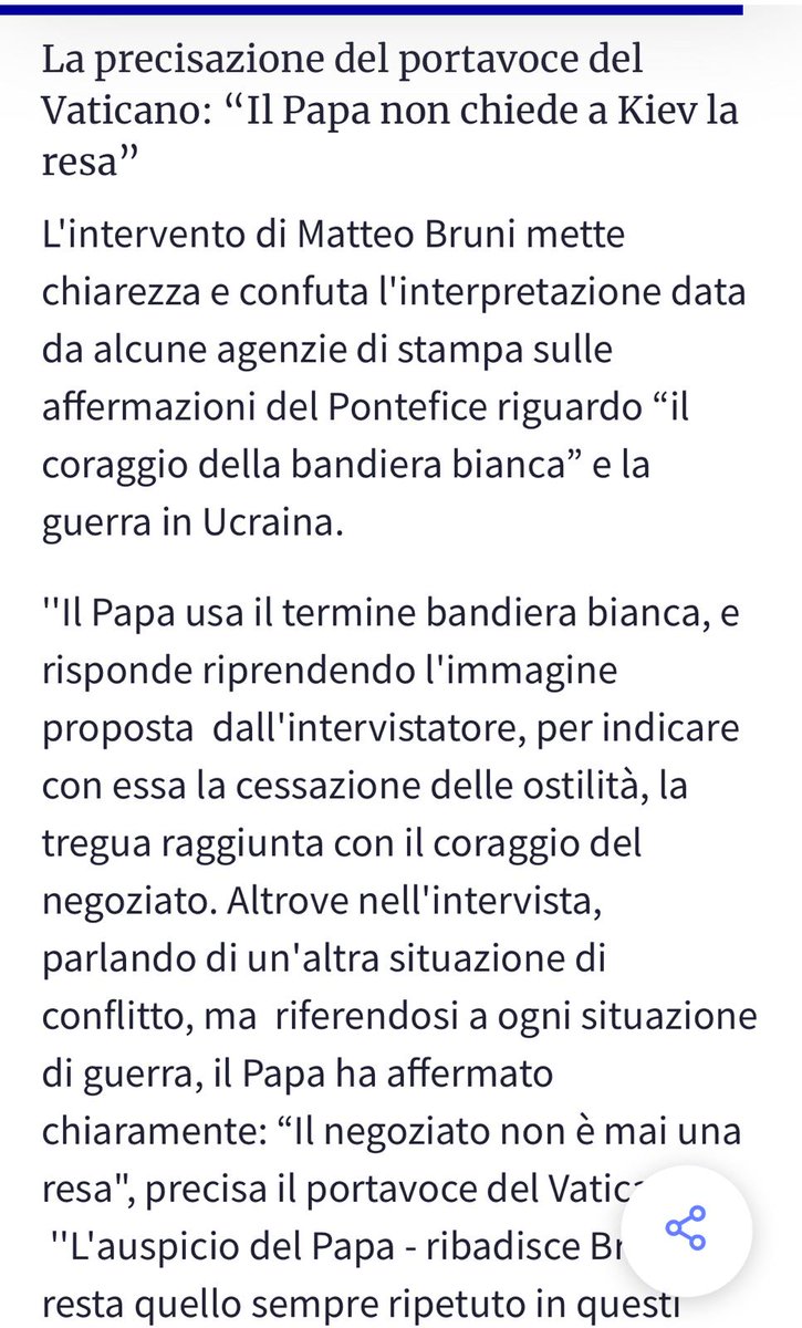Leonardobecchet's tweet photo. X confortare i molti che si scandalizzano... 
Bandiera bianca significa anche desiderio e intenzione di tregua o di trattativa... 
il seguito del discorso spiega chiaramente che è stato utilizzato in quel senso e non nel senso di resa...  
Papa #Ucraina Vaticano https://t.co/buuvxpSMNK