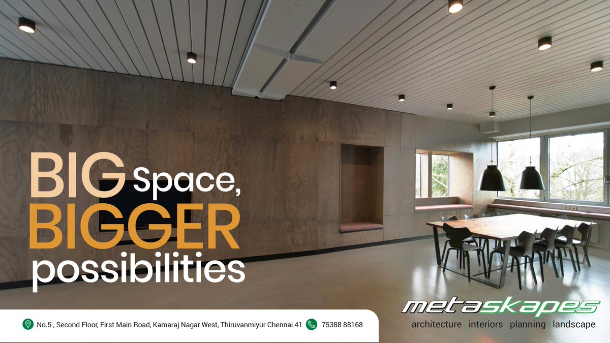 KapesMetas's tweet image. Learn how our architects expertly maximize large office spaces for optimal productivity and style. Contact: 7538888168. 📏✨
metaskapes.com
#SpaceSavvy #OfficeDesignTips #officedesign  #commercialinteriors #interiors #interiordesigntips #metaskapes #metadesign #meta