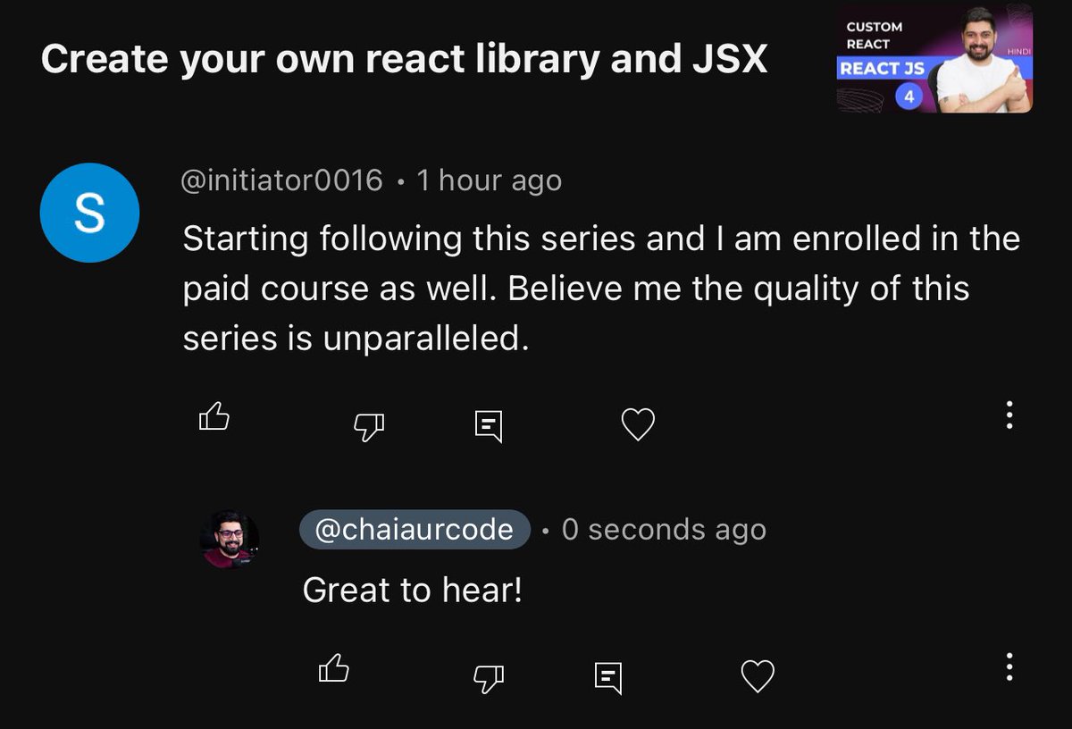 Hiteshdotcom's tweet photo. Chai aur code pe janta enjoy to full kr rhi. Pdhne ka asli mza aane laga h.
JS ✅
React ✅
Backend ✅
Python ✅
NextJS ✅ (more is on the way) 

Kuch company ke kaam me busy ho gye the, jldi hi aur bht layenge. Bs aap support bnaye rkhiye, chai tyaar rkhiye, code hum krwa denge😌 https://t.co/9qvWll8bKp