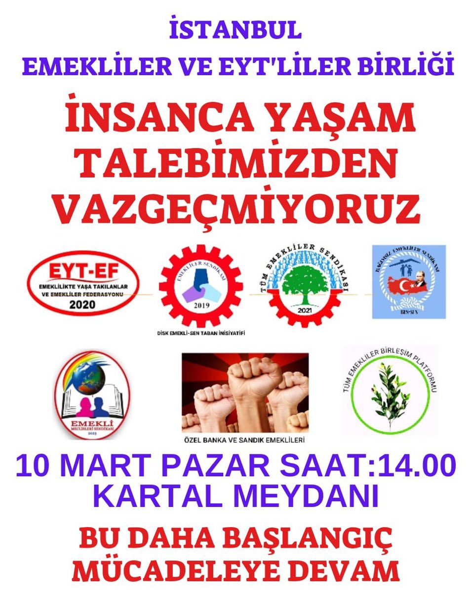 🧿 Hava güzel. Hakkın ve geleceğin için sende Saat 14:00'de kartal meydana gel kardeşim ♥️ #EmekliSandiktaAffetmeyecek #EmeliSandiklariPatlatacak @nowhaber @KRTCANLI @halktvcomtr @trthaber @KanalD @showanahaber