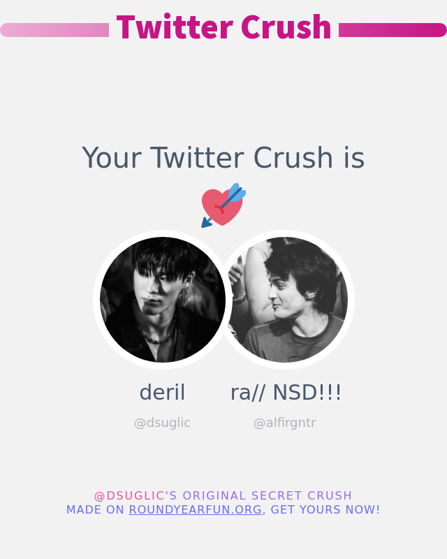 Gebetan Twitter saya adalah: @alfirgntr

➡️ funxgames.me/twittercrush?l…