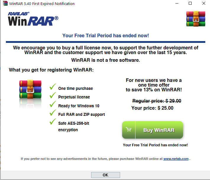enough_jainil's tweet photo. 5/ 💻 One of the quirkiest parts of WinRAR's history? Its "endless" 40-day trial. Officially, WinRAR is not free software, but its trial period never forcefully stops you from using it after 40 days. A nudge towards honesty in the digital age. #SoftwareSecrets https://t.co/lqkWibU4vY