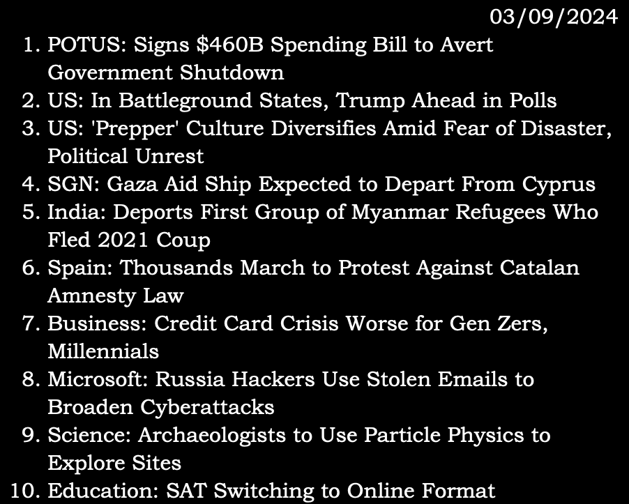 tspuser2605's tweet photo. 03/09/2024 (Saturday)
source: via.linktree
#POTUS #shutdown #DonaldTrump #prepper #SGN #Gaza #Cyprus #India #Myanmar #Spain #Catalan #GenZers #Millennials #Microsoft #Russia #SAT https://t.co/sZHtOe5uyF