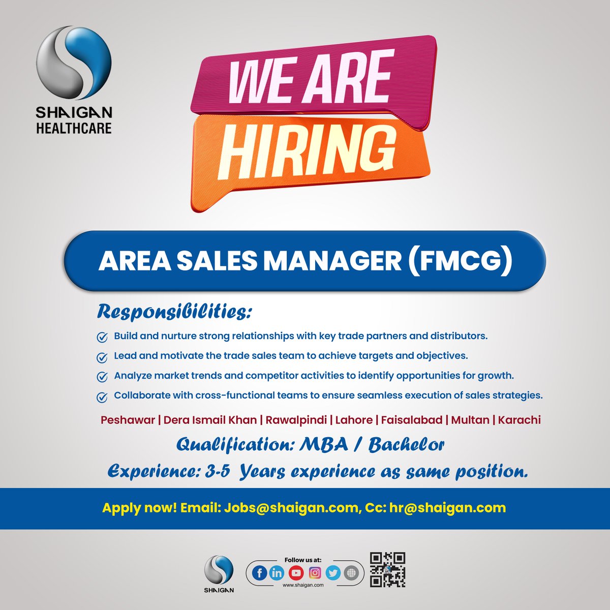 Now Hiring: Area Sales Managers

Requirements: Relevant degree or experience, demonstrated expertise in import operations, keen attention to detail.

Apply now! Email: Jobs@shaigan.com, Cc: hr@shaigan.com

#Hiring #ManagerJobs #ApplyNow #OperationsCareers #Opportunity #ASM