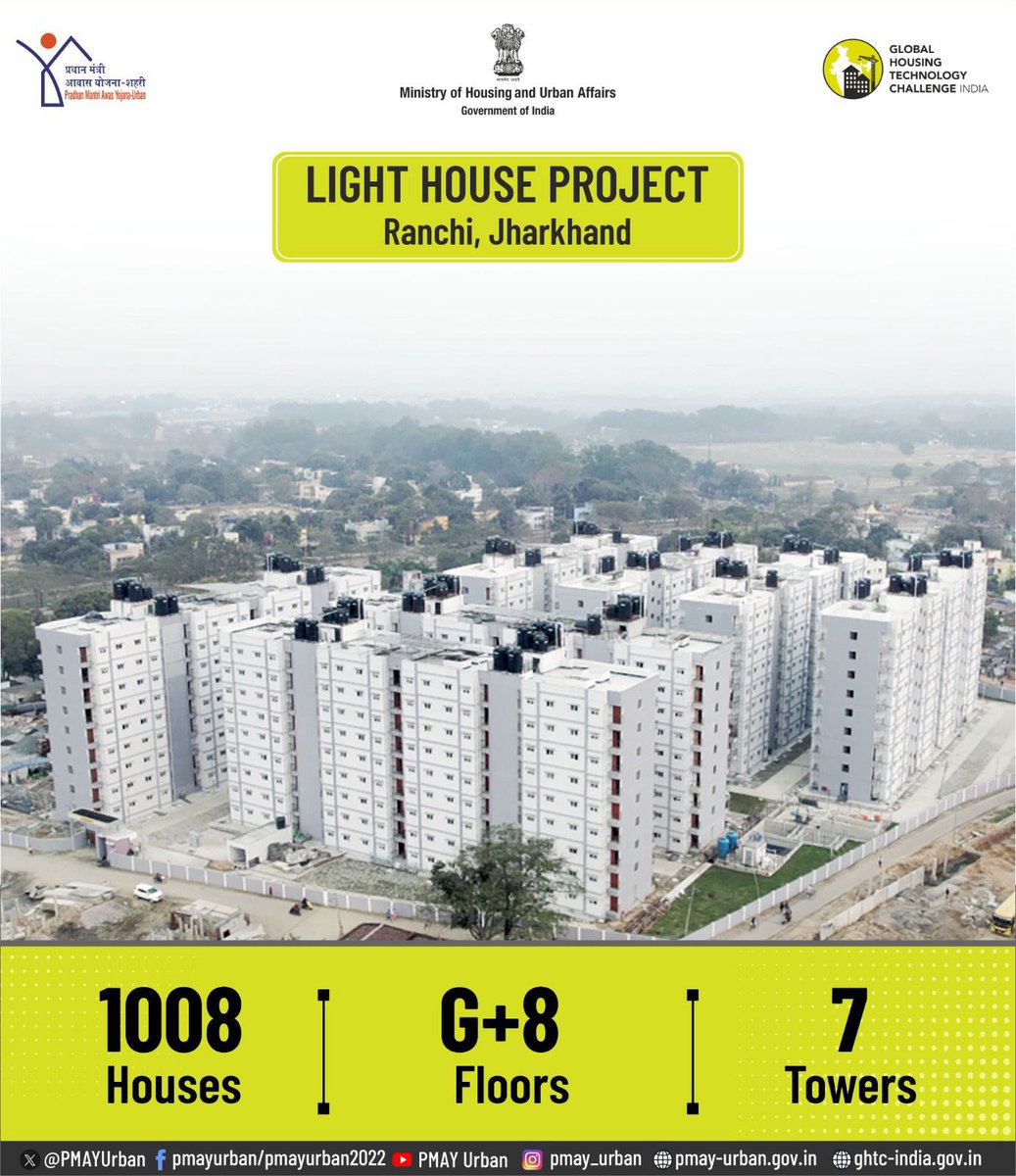 Hon’ble Prime Minister Shri @narendramodi inaugurated #LightHouseProjects in Lucknow & Ranchi today through digital mode. #PMAYUrban #HousingForAll #GHTCIndia #LHPs #LightHouseProjects #LHPLucknow #LHPRanchi #TransformingUrbanLandscape